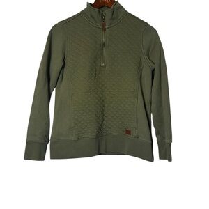 LL Bean Women’s Quarter Zip Pullover Size Small Olive Green Cotton & Polyester